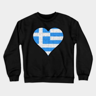 Greek Jigsaw Puzzle Heart Design - Gift for Greek With Greece Roots Crewneck Sweatshirt